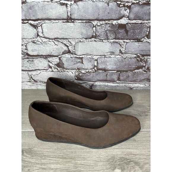 ARCHE Brown Nubuck Brown Leather Slip On Wedge Pumps Shoes Women Sz 40EU/9.5M US - Picture 4 of 16